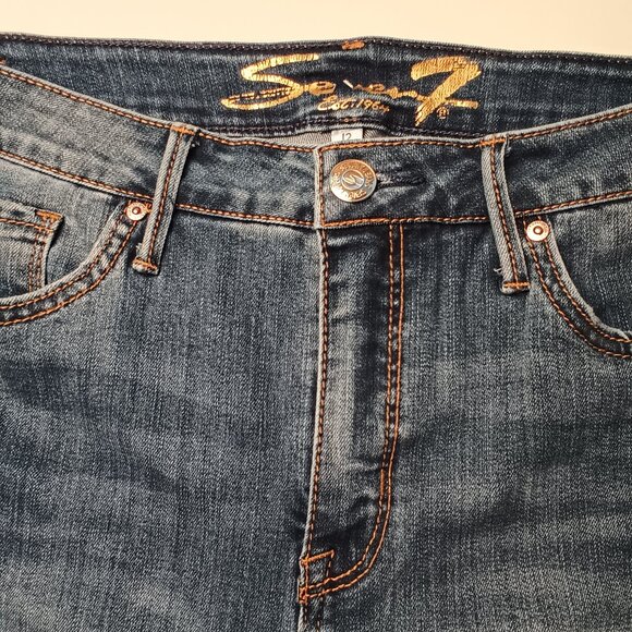 Seven7 Jeans Size 12 Tower Straight Crop High Rise Medium Wash - Picture 4 of 10